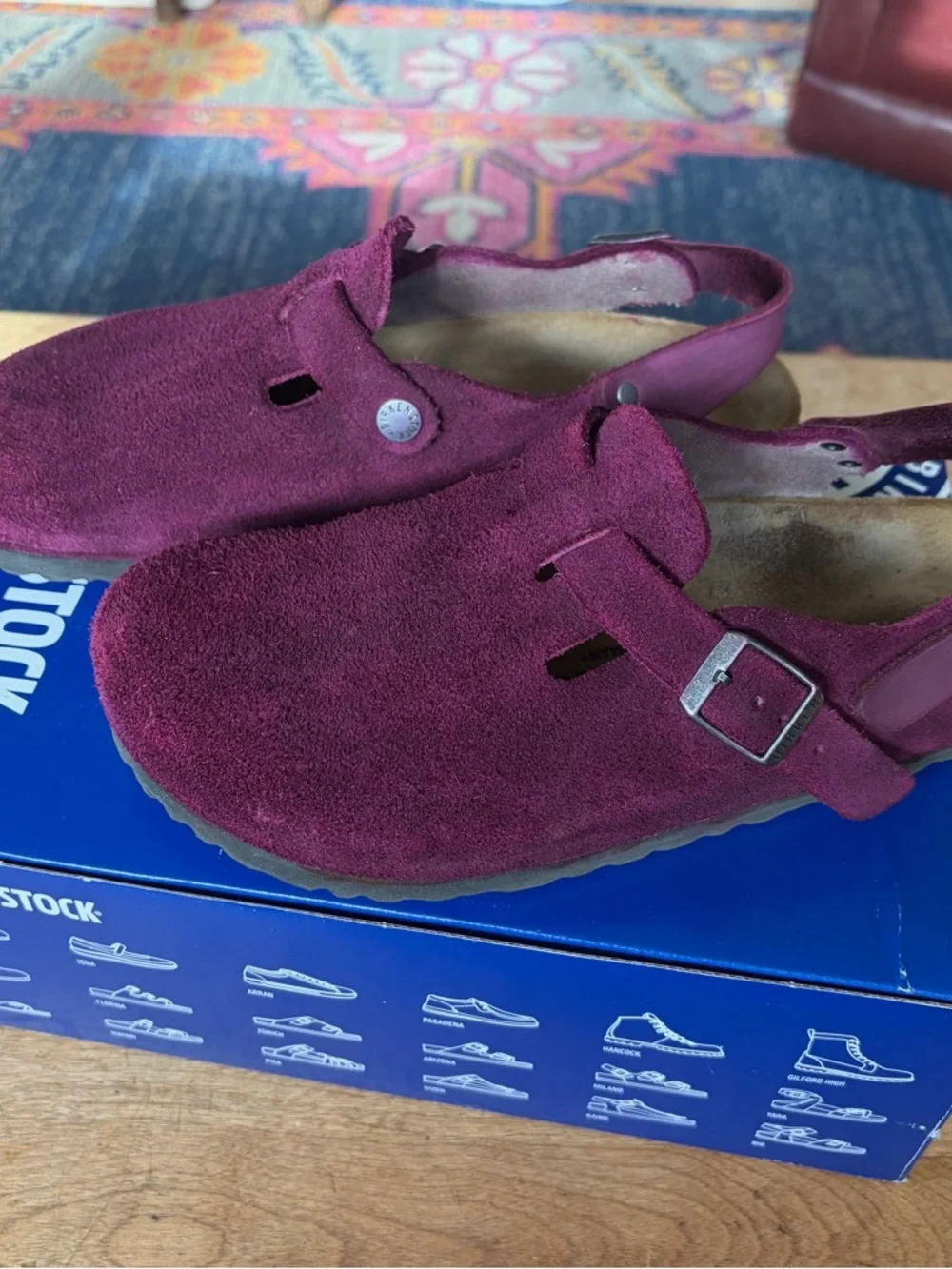 Birkenstock Tokio Suede Clogs Size 39 Gorgeous Custom Plum Color - Picture 5 of 10